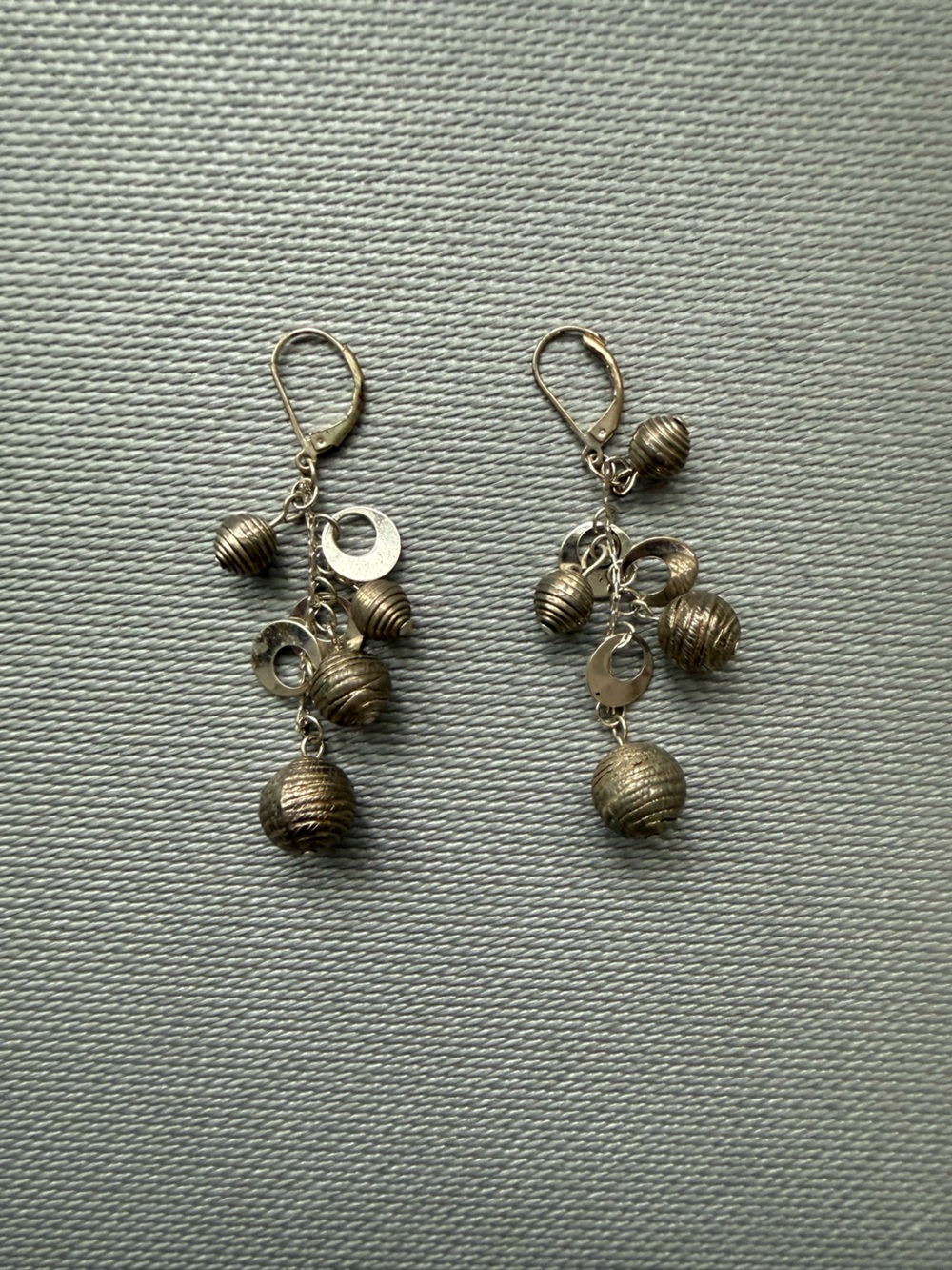 Dangle Cluster Ball Earrings in Silver